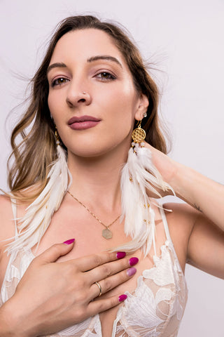 Pure White Feather Goddess Earrings