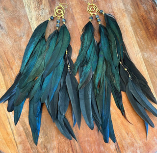 Mystic Plume Goddess Feather Earrings
